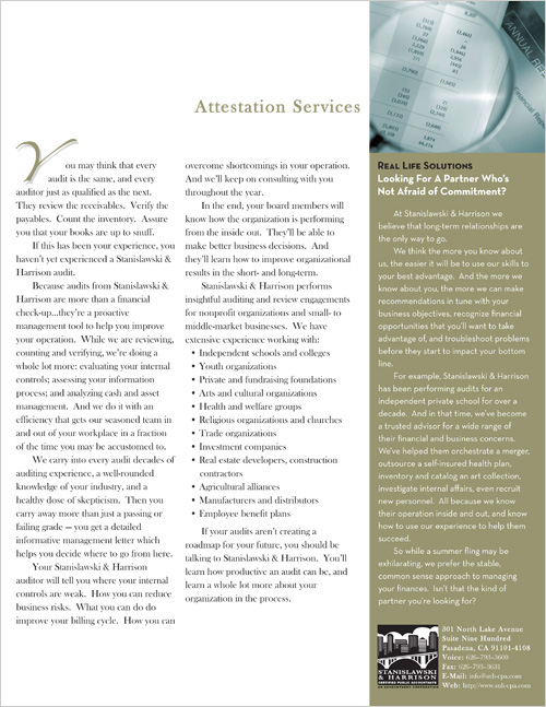 Stanislawski & Harrison Services Marketing Sheets
