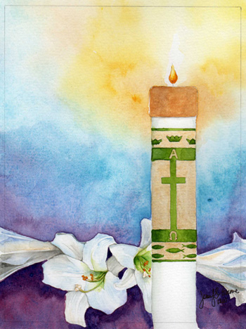 Easter Candle Watercolor Painting - Revised Study